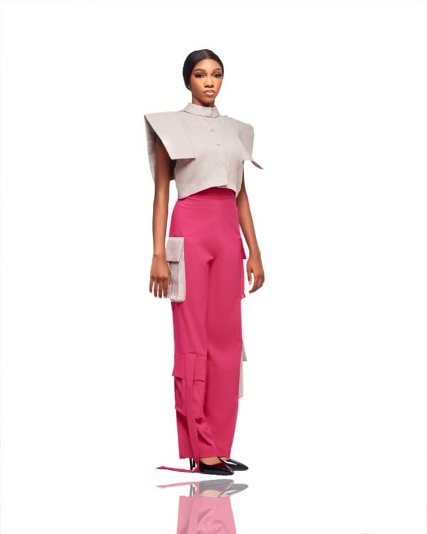 Structured Crop Top & Cargo Pants Set - Image 3