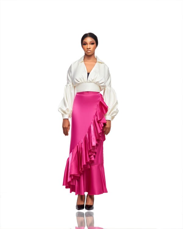 Ruffle Skirt & Sleeve Blouse Set