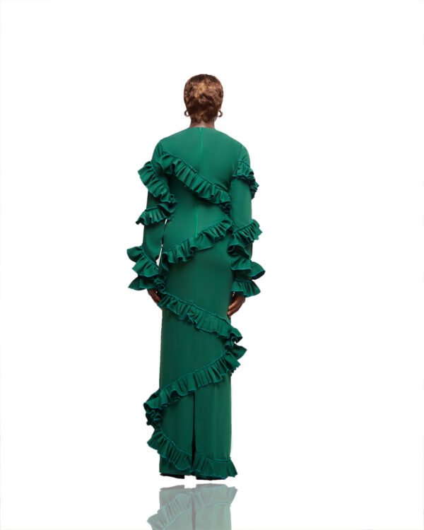 Emerald Spiral Ruffle Maxi Dress - Image 2